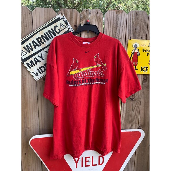 Vtg Y2K St Louis Cardinals World Series Champion Nike cemter swoosh tshirt  XXL - Picture 1 of 6